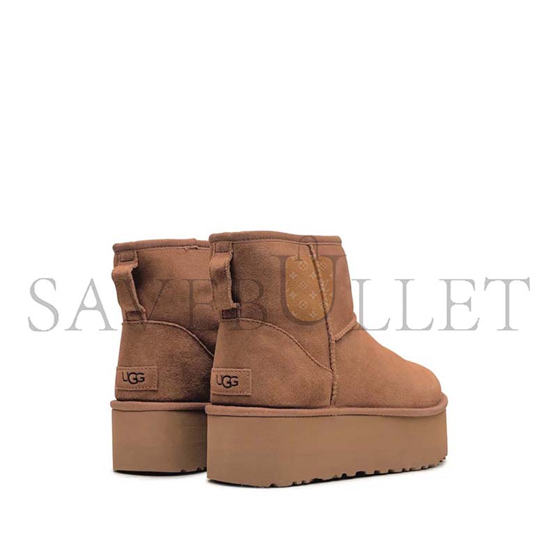 UGG CLASSIC MINI PLATFORM CHESTNUT ANKLE BOOTS 